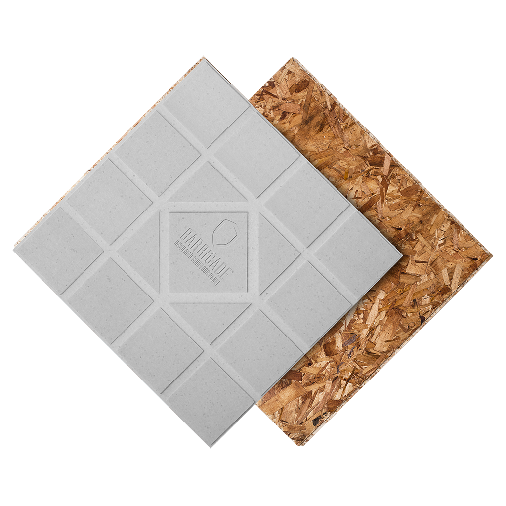 BARRICADE® Insulated Subfloor Panel grey 2023 top & bottom view