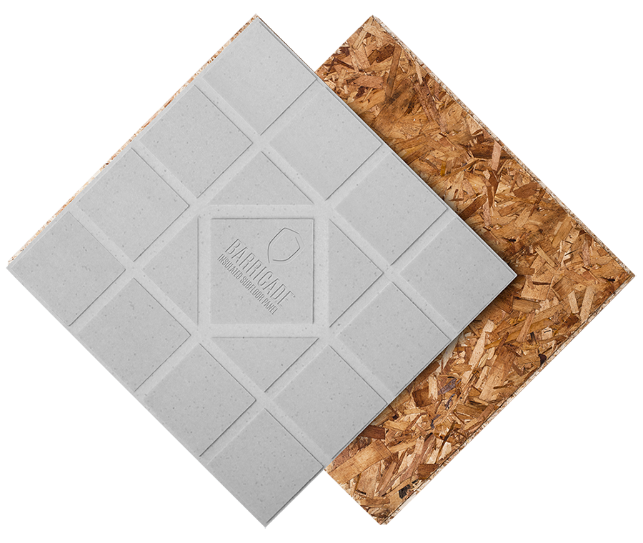 BARRICADE® Insulated Subfloor Panel grey 2023 top & bottom view